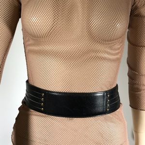 Azzedine Alaia black quilted leather belt